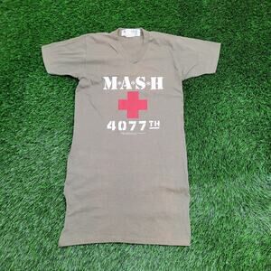 Vintage 80s MASH 4077th Dress Shirt Womens XS 16x32 Green